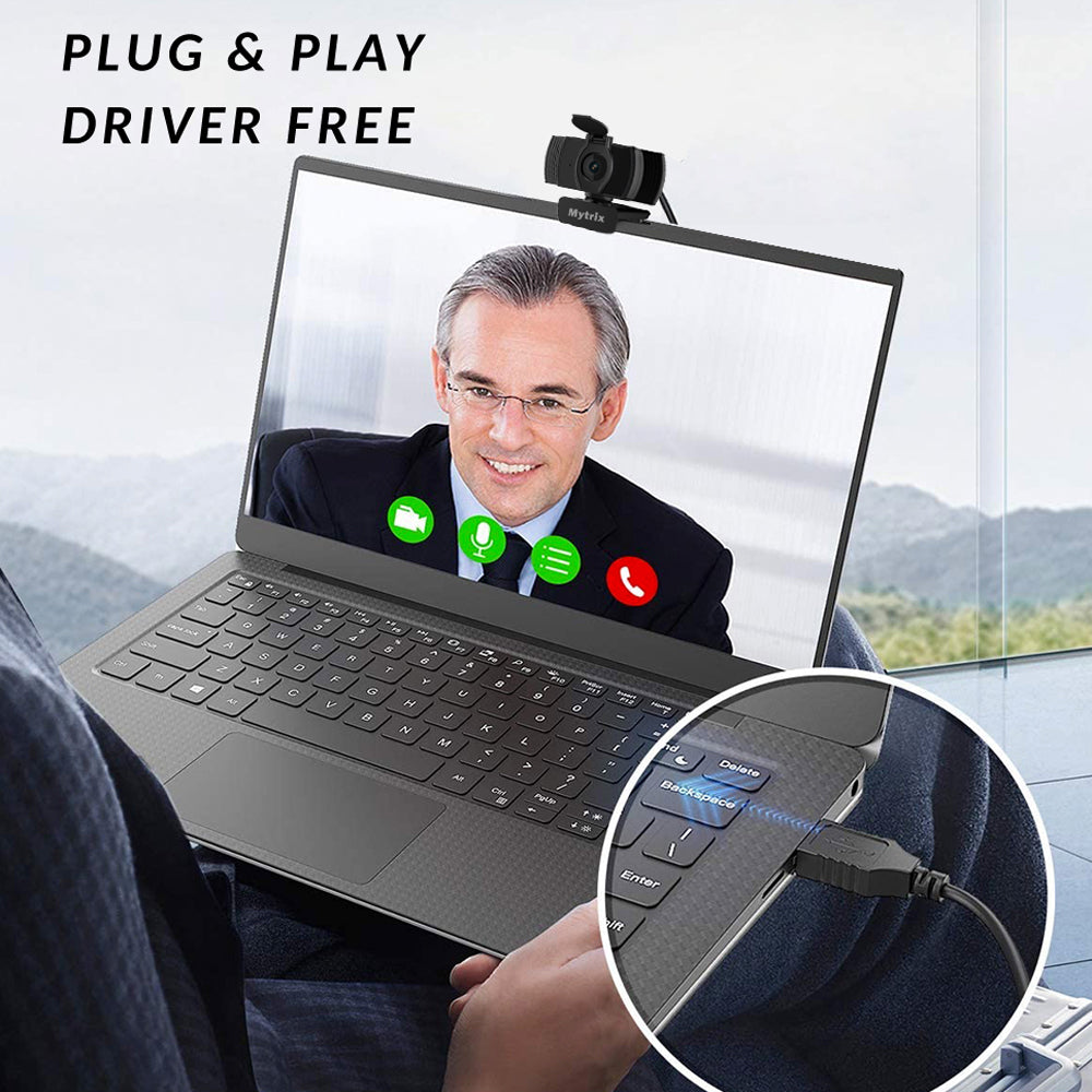 Mytrix Auto Focus Full HD 1080P Webcam with Privacy Cover, Built-in Noise Cancelling Mic, USB Webcam for Windows Mac PC Laptop Desktop Video Calling Conferencing Streaming, Skype Zoom Facebook YouTube Black Mytrix Auto Focus Full HD 1080P Webcam with Privacy Cover, Built-in Noise Cancelling Mic, USB Webcam for Windows Mac PC Laptop Desktop Video Calling Conferencing Streaming, Skype Zoom Facebook YouTube Black